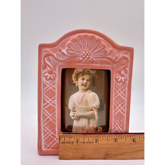 White Washed Terracotta Picture Frame Daisy Floral tisan Ceramic Decorative Keep - Picture 2 of 8